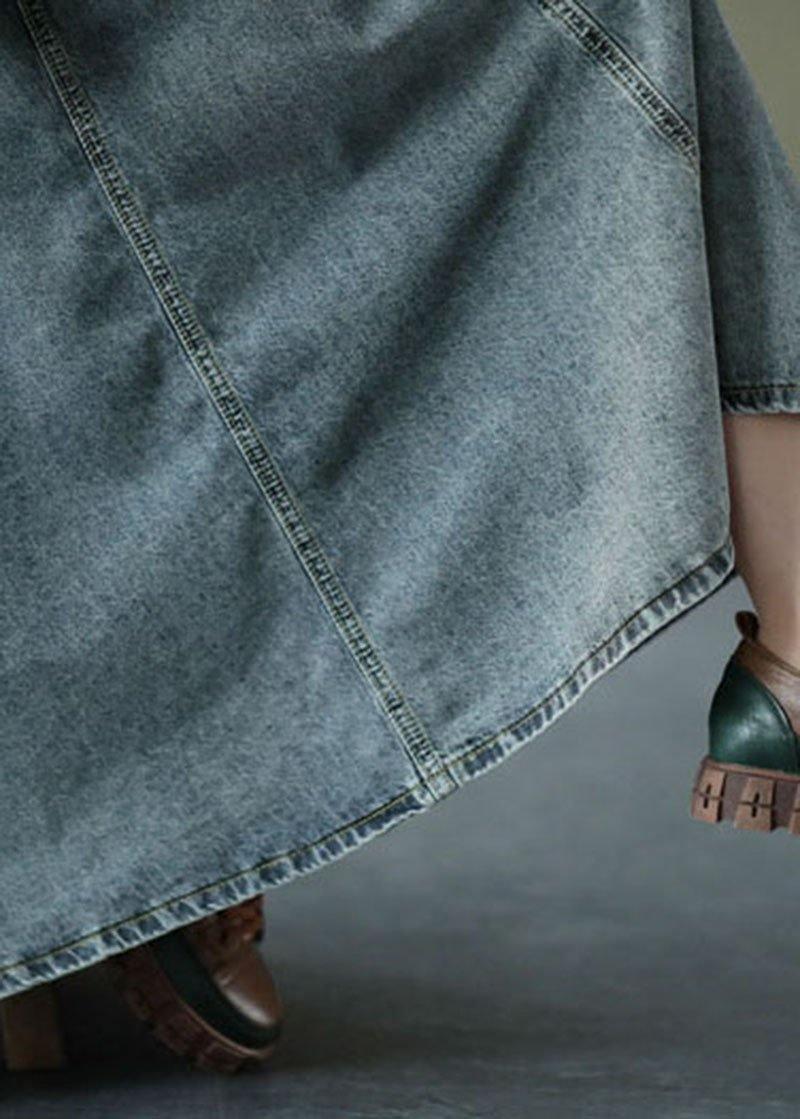 Blue Retro Patchwork A-Line Skirt