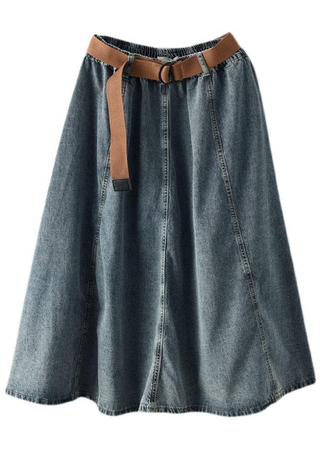 Blue Retro Patchwork A-Line Skirt