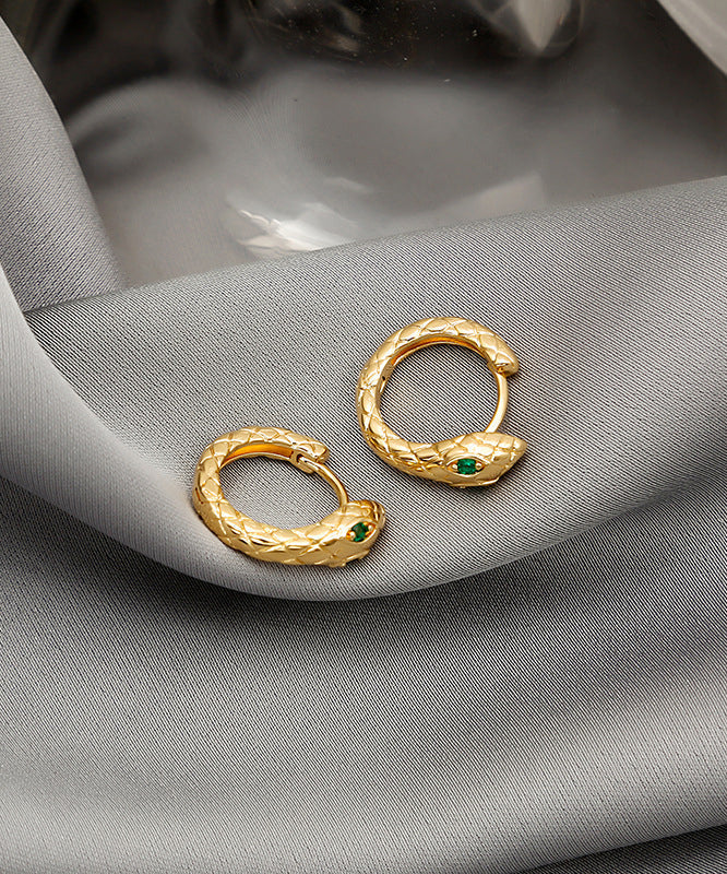 Gold Serpentine Copper Hoop Earrings