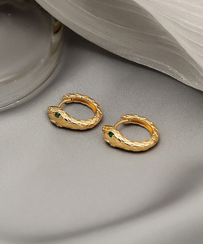 Gold Serpentine Copper Hoop Earrings
