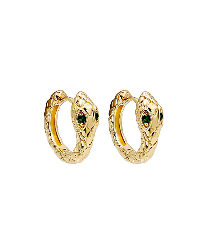 Gold Serpentine Copper Hoop Earrings