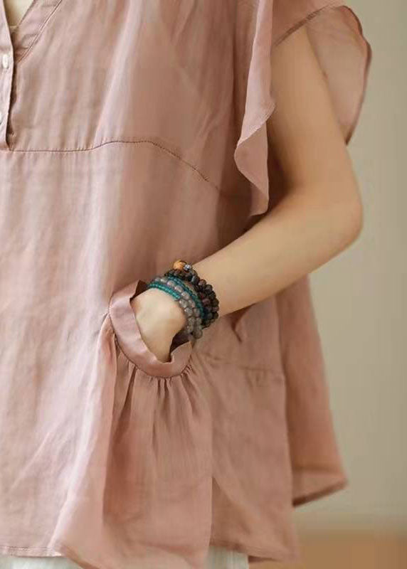 Chic Gray V-Neck Patchwork Autumn Shirt Top Short Sleeve