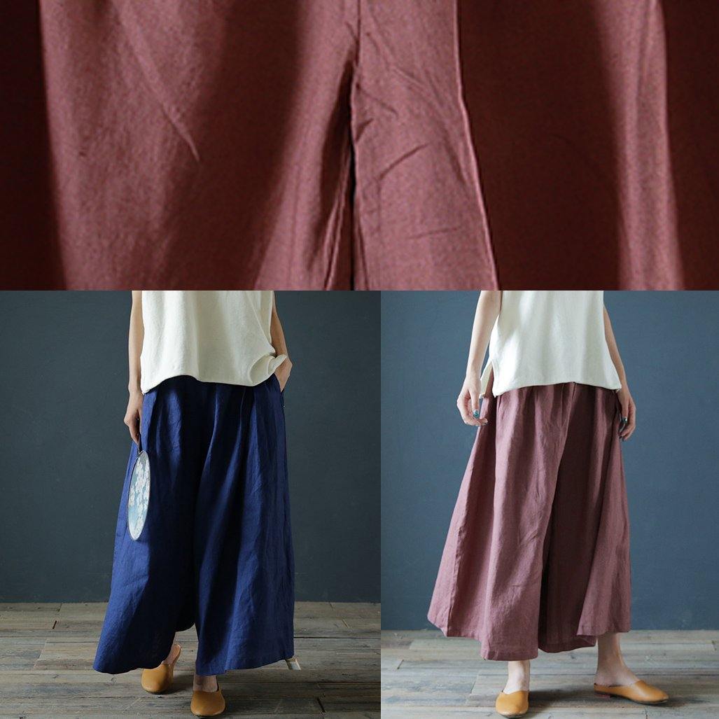 Cotton Linen Wide-Leg Pants