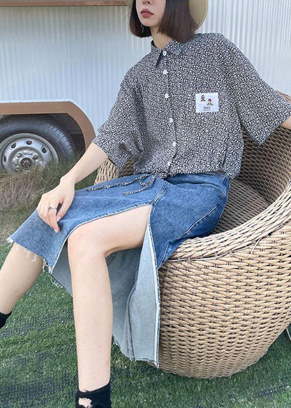 Blue Asymmetrical Casual Denim Skirt