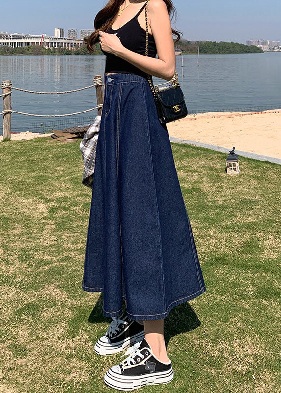 Light Blue High Waist Button Denim Skirt