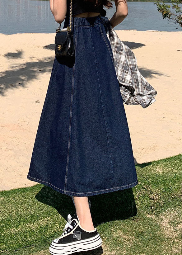 Light Blue High Waist Button Denim Skirt