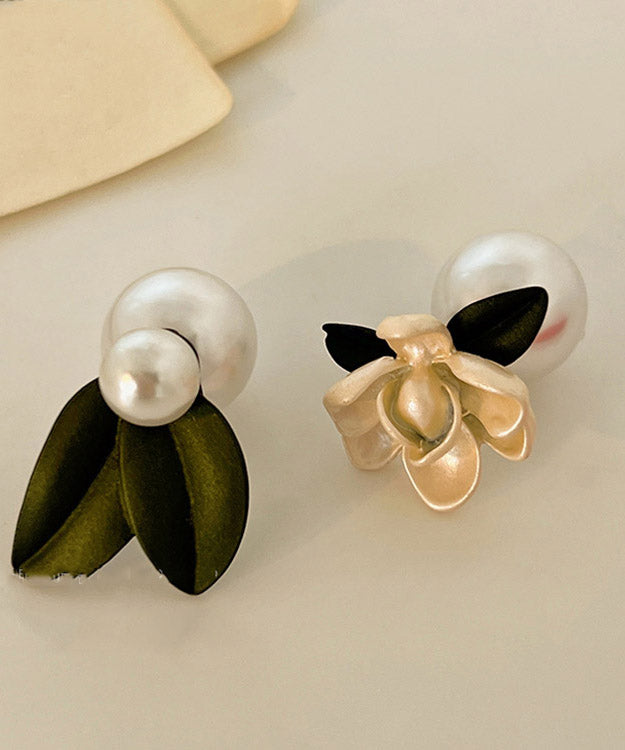 Yellow Pearl Gardenia Stud Earrings