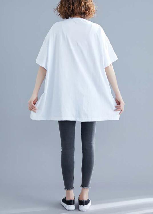 Elegant White Linen Top Silhouette Inspiration Patchwork Summer Blouse with O-Neck