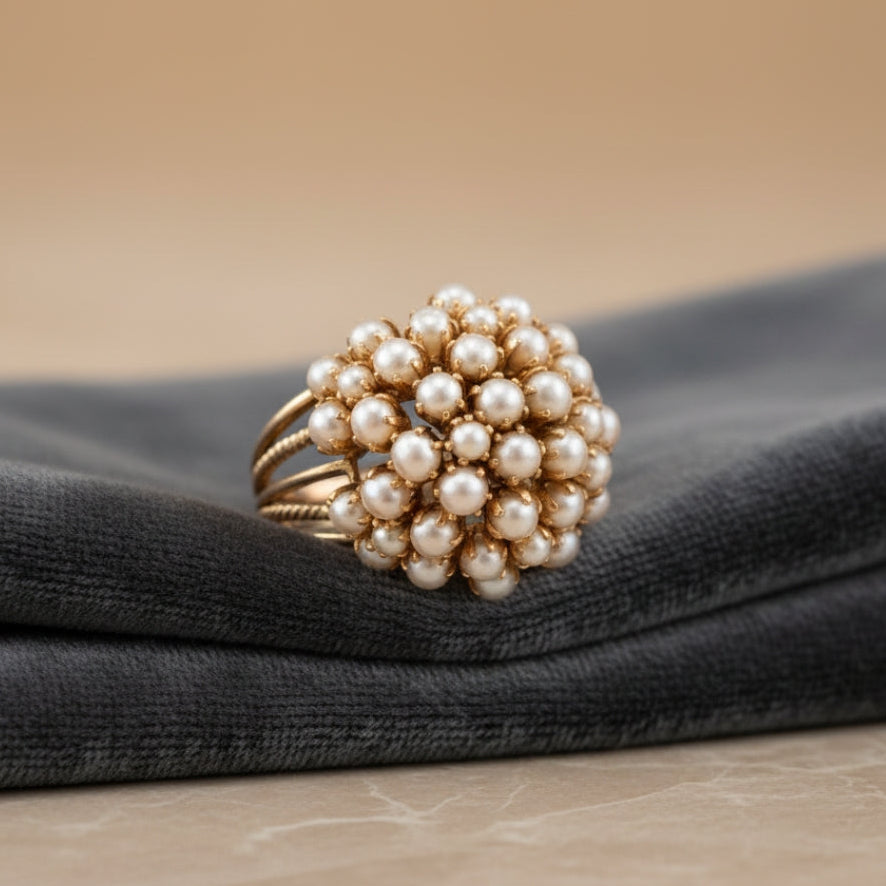 Clementine | Classic Inlay Pearl Gold Ring