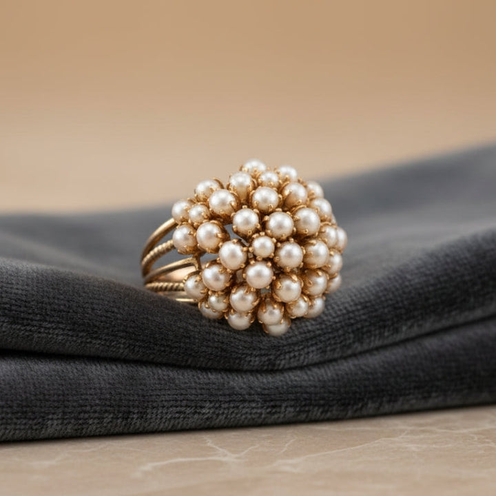 Clementine | Classic Inlay Pearl Gold Ring
