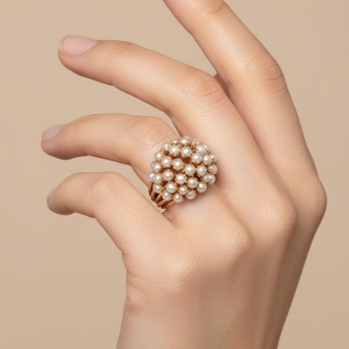 Clementine | Classic Inlay Pearl Gold Ring