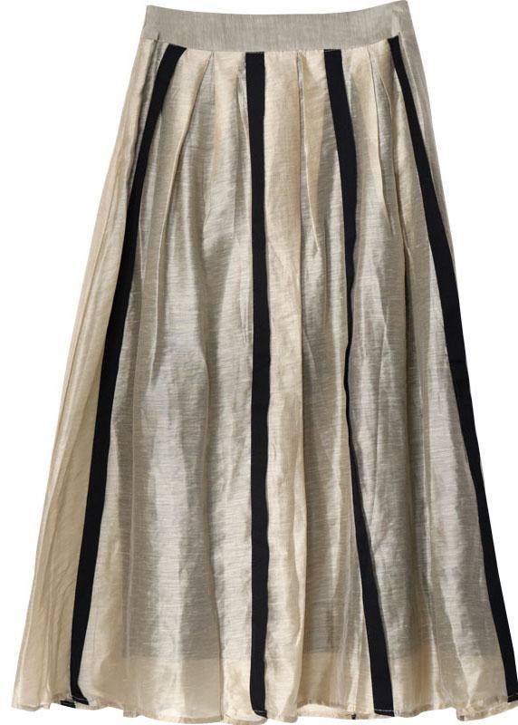 Bequemer beige Patchwork-Sommerrock aus Baumwollleinen