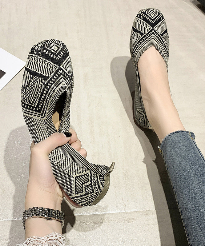 Comfortable, flat shoes, red knit fabric, flat shoes with boutique print for women
