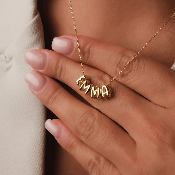 Custom Bubble Letter Name Necklace