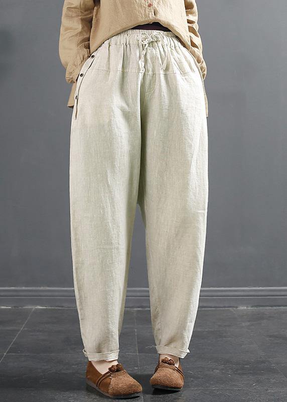 DIY Beige Pants Spring Shorts with Elastic Waist
