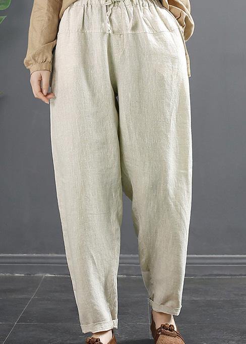 DIY Beige Pants Spring Shorts with Elastic Waist