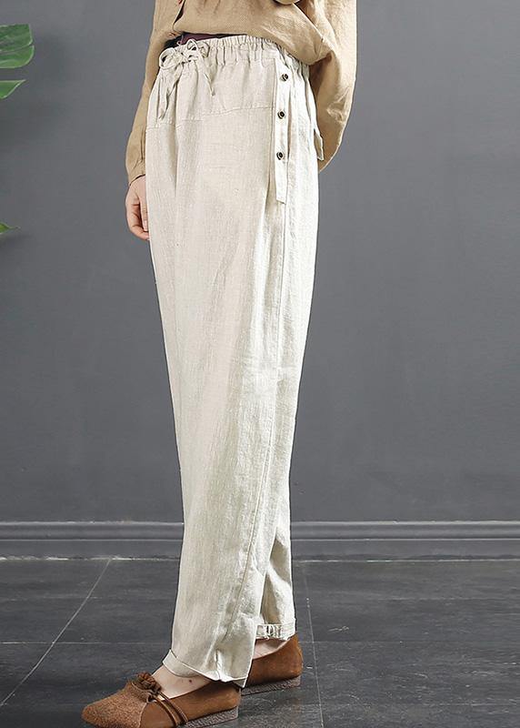 DIY Beige Pants Spring Shorts with Elastic Waist