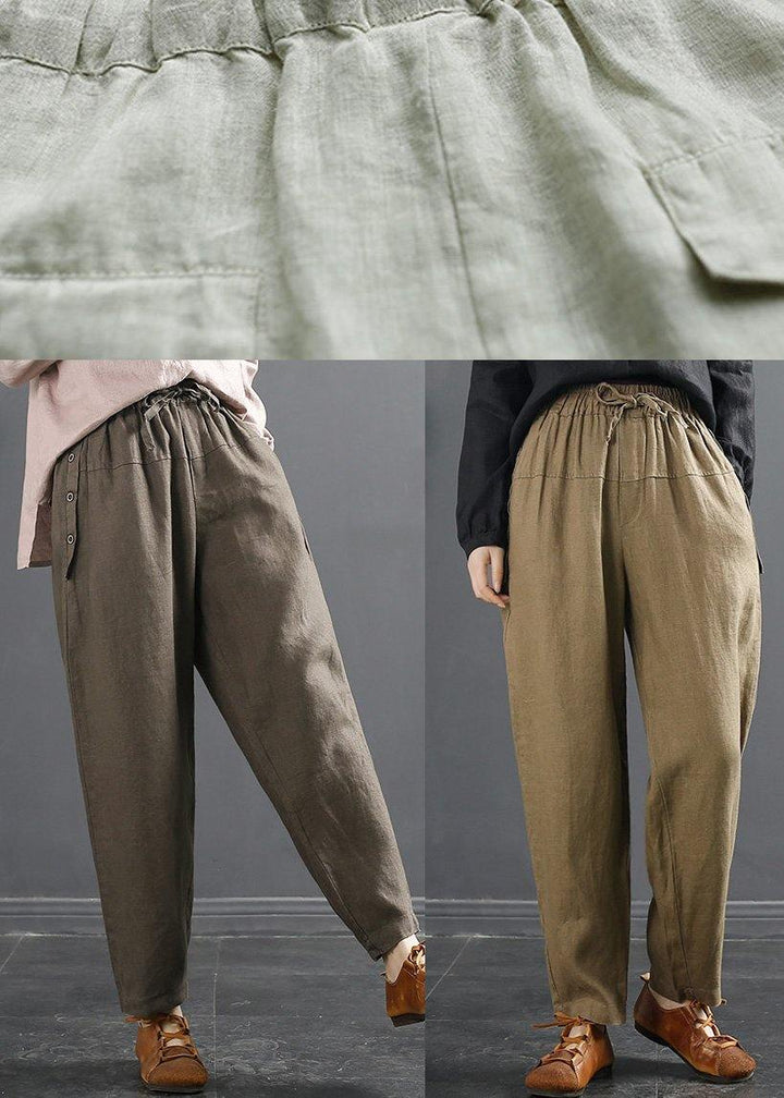 DIY Beige Pants Spring Shorts with Elastic Waist