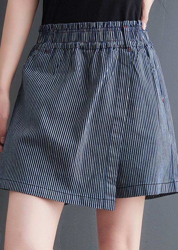 DIY Blue Striped Hotpants with Wide Legs Summer
