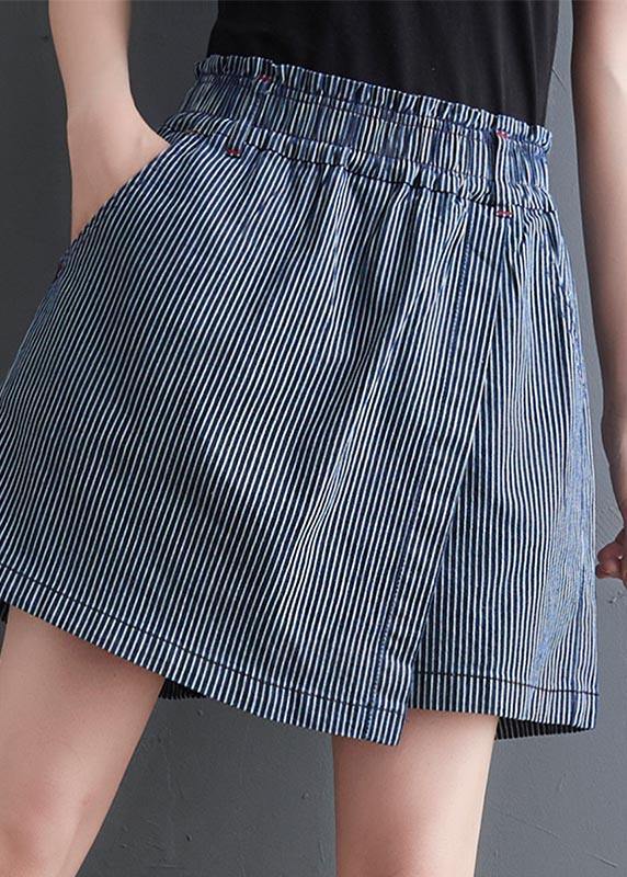 DIY Blue Striped Hotpants with Wide Legs Summer