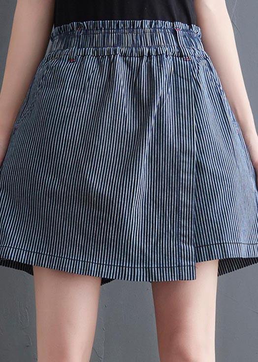 DIY Blue Striped Hotpants with Wide Legs Summer