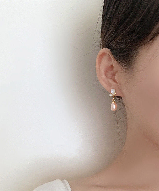 Gold Pearl Butterfly Drop Earrings