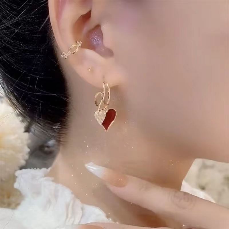Gold Zircon Love Drop Earrings