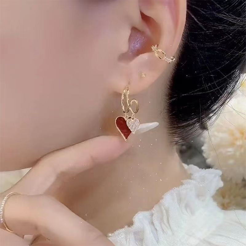 Gold Zircon Love Drop Earrings