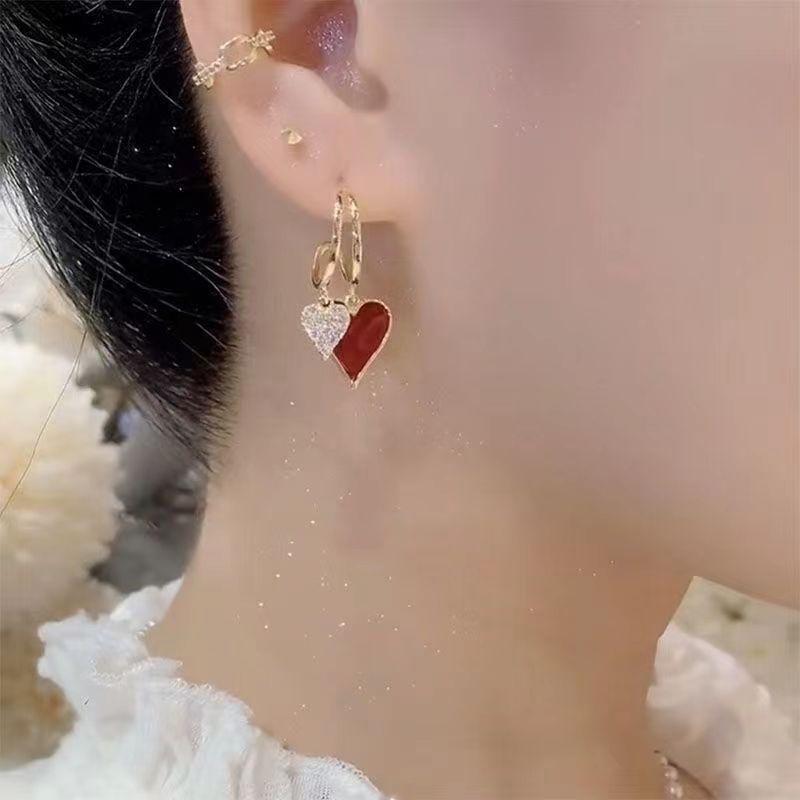 Gold Zircon Love Drop Earrings