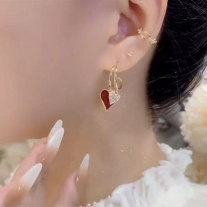 Gold Zircon Love Drop Earrings