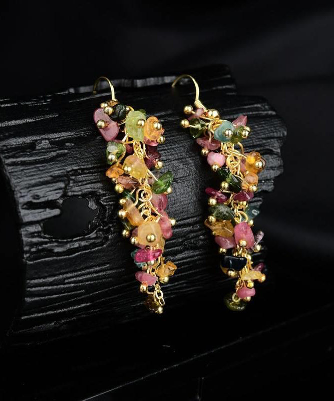 Rainbow Silver Gravel Drop Earrings