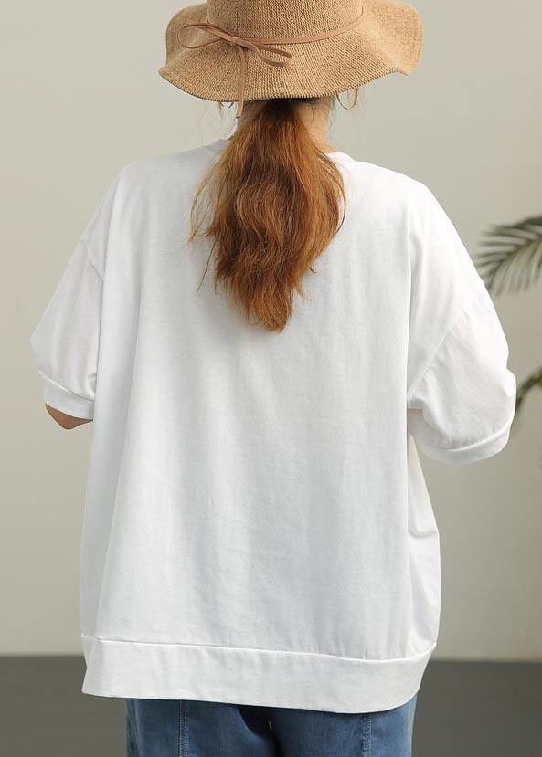 DIY White Summer T-Shirts Made of Cotton with O-Neck