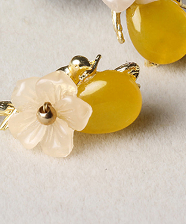 Yellow Floral Water Drop Earrings