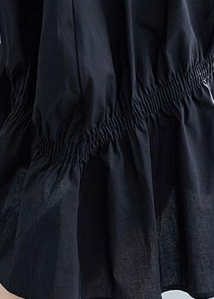 DIY V-Neck Cinched Cotton Clothing Form Black Dresses