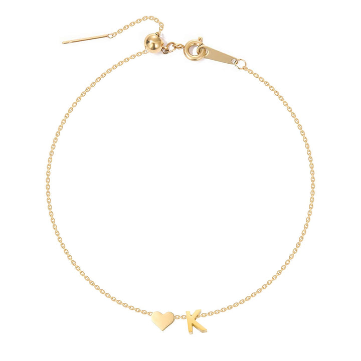 Dainty Initial Heart Bracelet