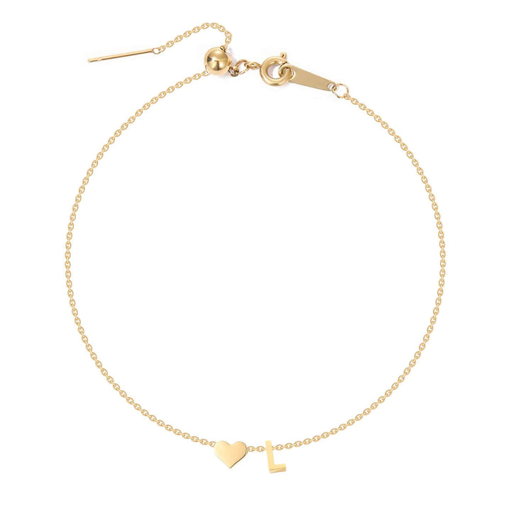 Dainty Initial Heart Bracelet