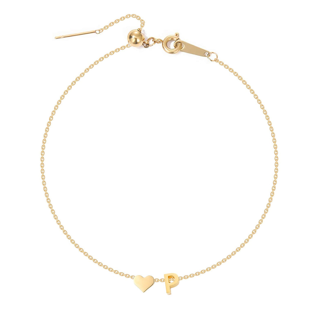 Dainty Initial Heart Bracelet