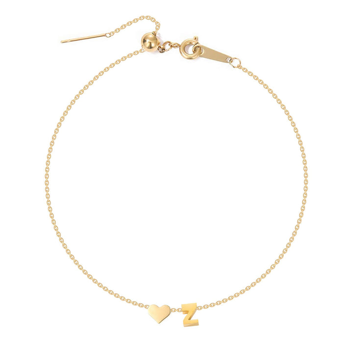 Dainty Initial Heart Bracelet