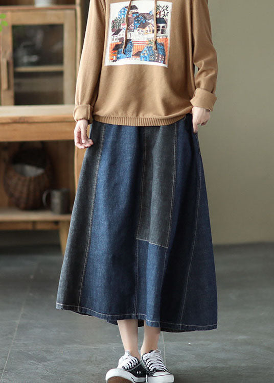 Dark Blue Denim Button Skirt