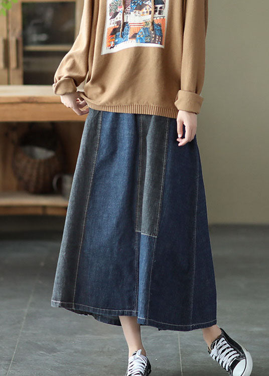 Dark Blue Denim Button Skirt