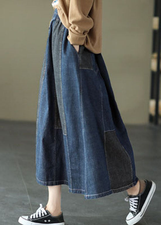 Dark Blue Denim Button Skirt