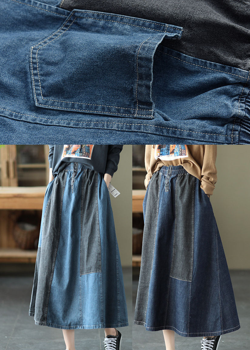 Dark Blue Denim Button Skirt