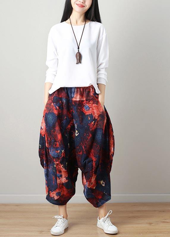 Diy Denim Blau Elastische Taille Baumwolle Leinen Sommer Haremshose