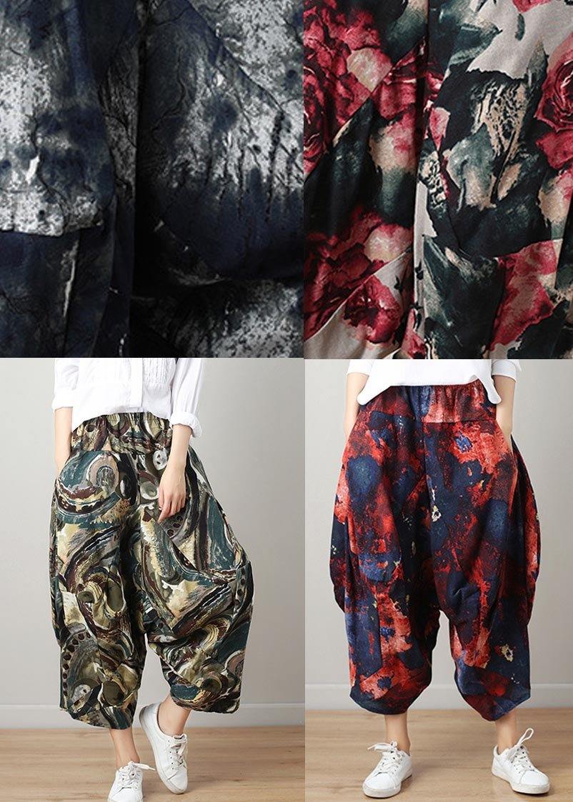 Diy Denim Blau Elastische Taille Baumwolle Leinen Sommer Haremshose