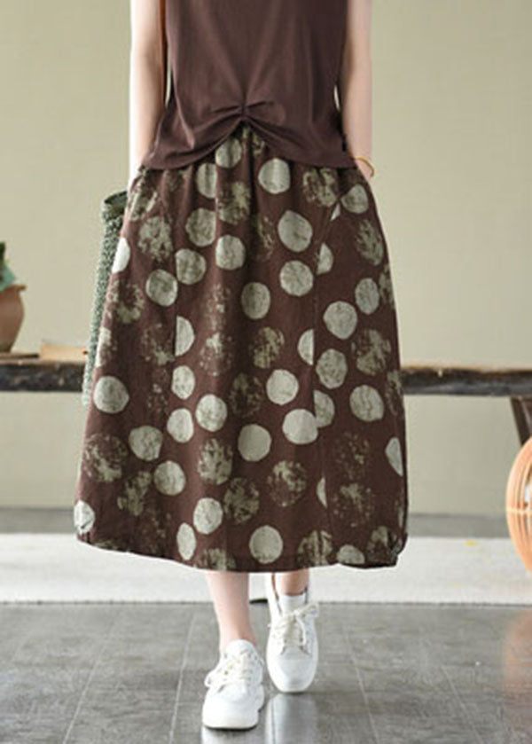 Eleganter Kaffee Elastische Taillentaschen Leinenrock Sommer