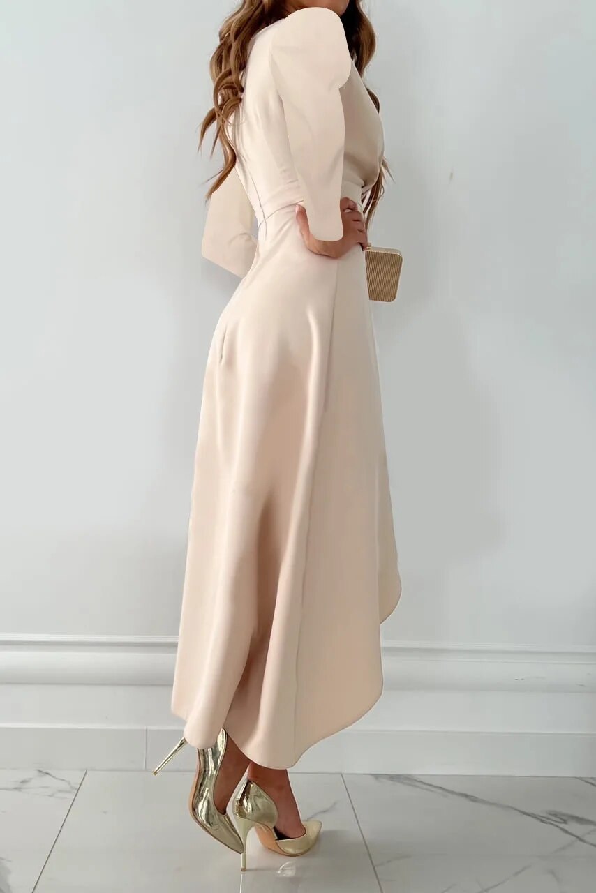 Jurey™ – Stylish Midi Dress with V-Neck and Slit