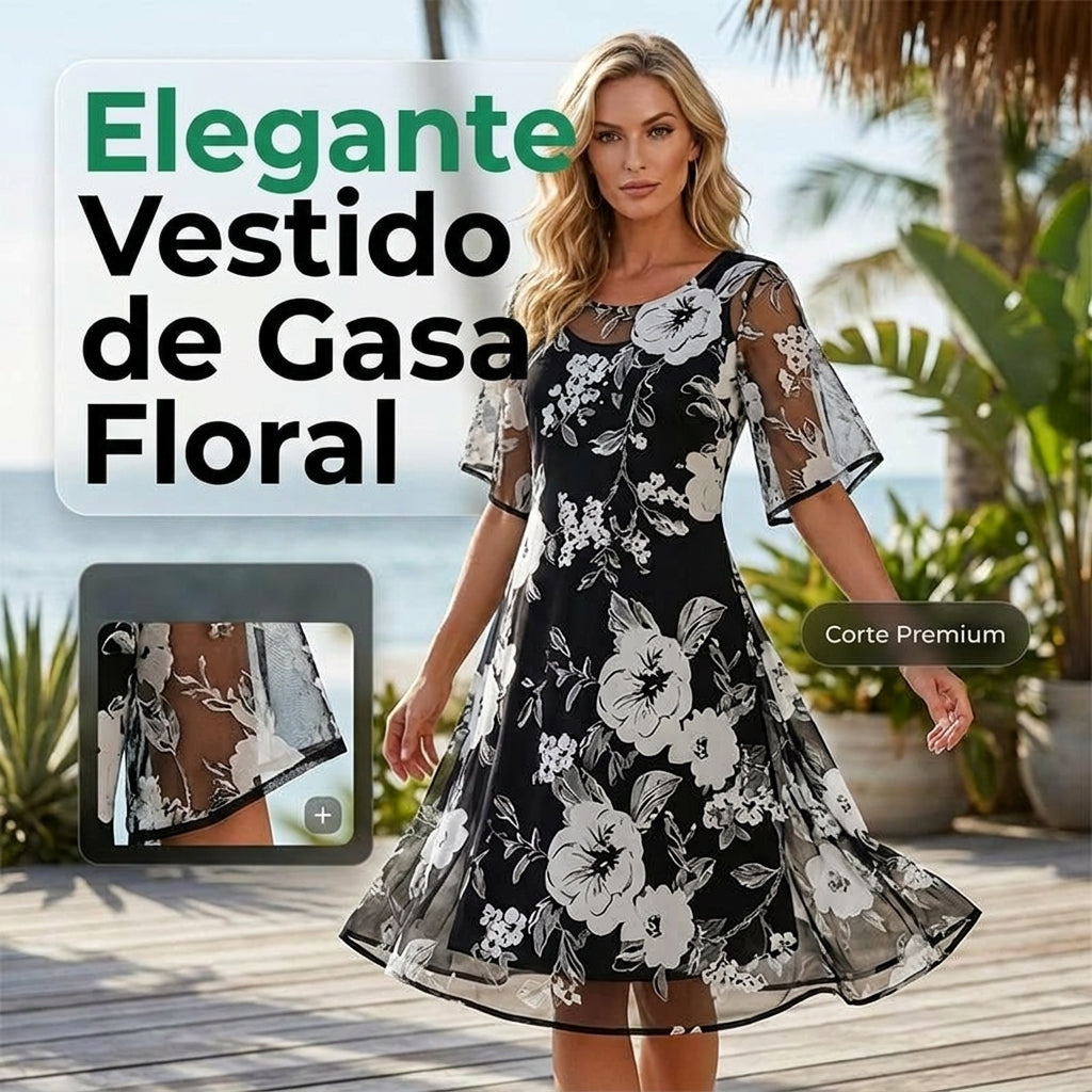 Elisa Elegant Floral Chiffon Dress