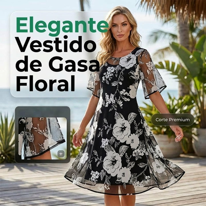 Elisa Elegant Floral Chiffon Dress