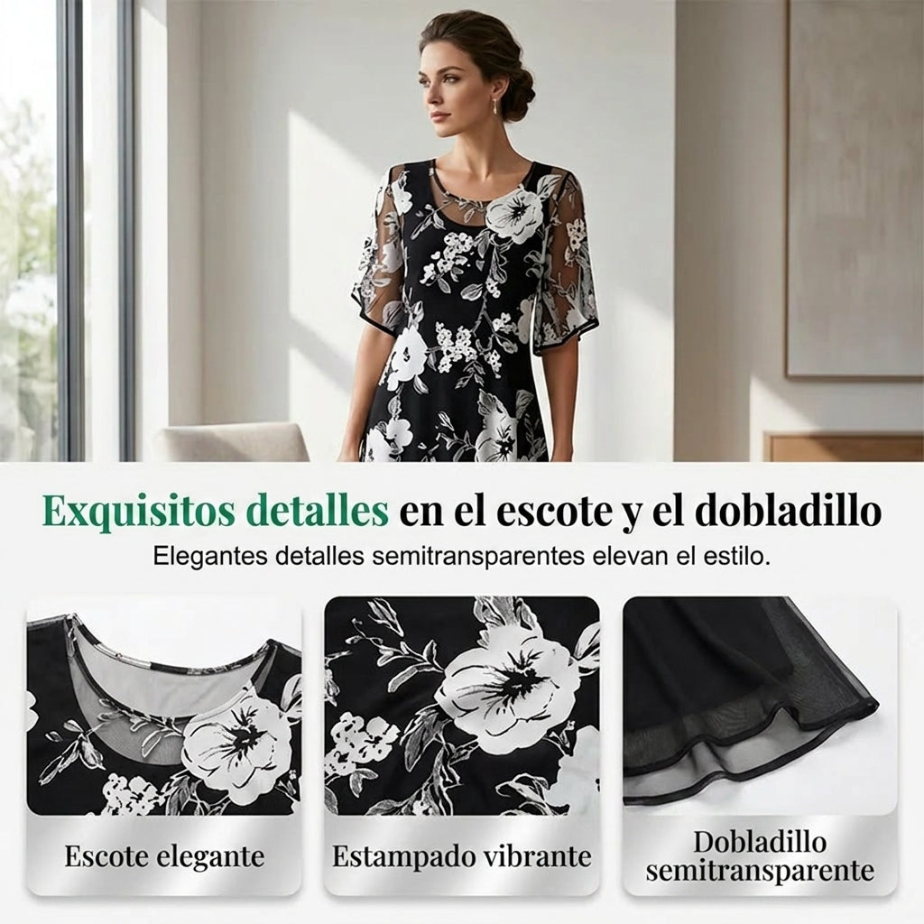 Elisa Elegant Floral Chiffon Dress