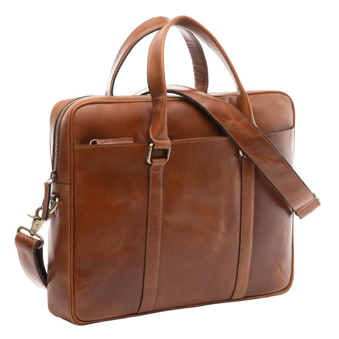 FERGÉ Laptop Bag PAUL 15" Slim Genuine Leather Briefcase